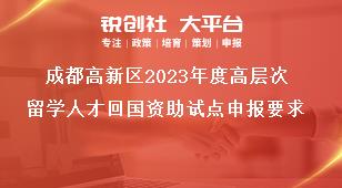 成都高新區(qū)2023年度高層次留學(xué)人才回國資助試點(diǎn)申報(bào)要求獎(jiǎng)補(bǔ)政策