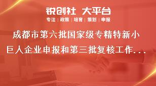 成都市第六批國家級專精特新小巨人企業(yè)申報和第三批復(fù)核工作注意事項獎補(bǔ)政策