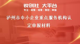 瀘州市中小企業(yè)重點(diǎn)服務(wù)機(jī)構(gòu)認(rèn)定申報材料獎補(bǔ)政策