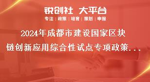 2024年成都市建設國家區(qū)塊鏈創(chuàng)新應用綜合性試點專項政策項目（第一批）申報工作其它相關(guān)要求獎補政策