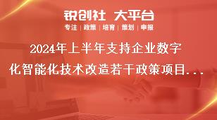 2024年上半年支持企業(yè)數(shù)字化智能化技術(shù)改造若干政策項(xiàng)目申報(bào)工作申報(bào)時(shí)間獎(jiǎng)補(bǔ)政策