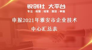 申報2021年雅安市企業(yè)技術(shù)中心匯總表獎補(bǔ)政策