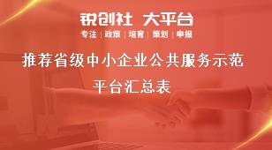 推薦市級中小企業(yè)公共服務(wù)示范平臺匯總表獎(jiǎng)補(bǔ)政策